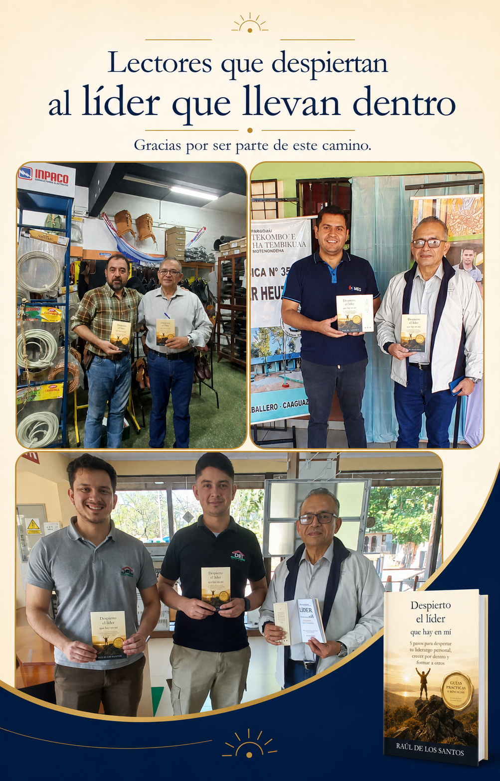 Compradores de distintas ciudades del Paraguay con el libro Despierto el Líder que hay en Mí
